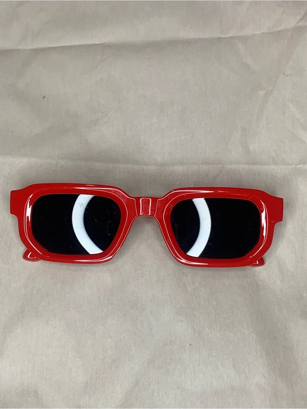 Glossy Red Rectangular Sunglasses